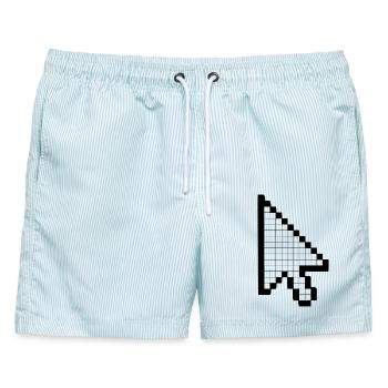 Computer Mauszeiger - Männer Badeshorts - hellblau gestreift - Vorne - AI Model Male 178 light (178cm)