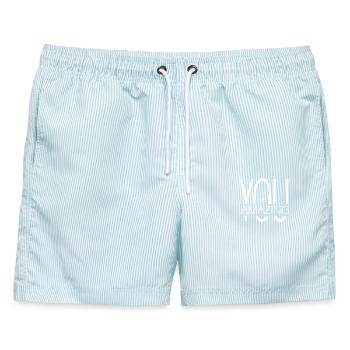 You Are Amazing Typography Tee - Männer Badeshorts - hellblau gestreift - Vorne - AI Model Male 178 light (178cm)