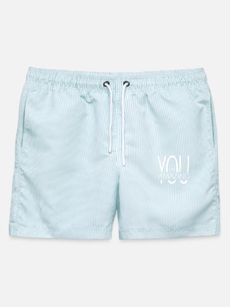 You Are Amazing Typography Tee - Männer Badeshorts - hellblau gestreift