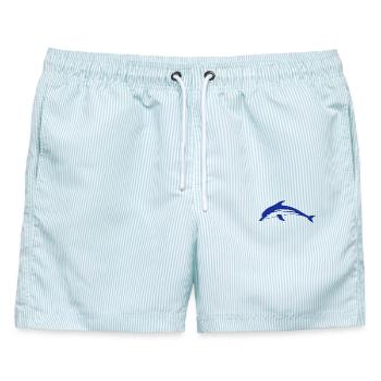 Delphin Delfin Dolphin - Männer Badeshorts - hellblau gestreift - Vorne - AI Model Male 178 light (178cm)