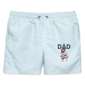 Super Dad - Männer Badeshorts - hellblau gestreift - Vorne - AI Model Male 178 light (178cm)