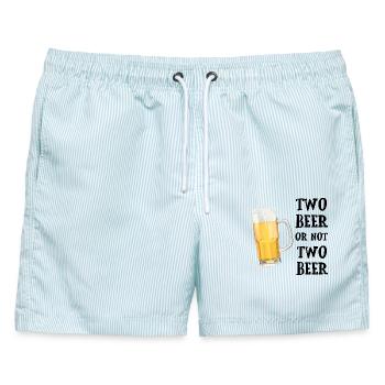Two Beer or not Two Beer - Bierkrug Wortspiel - Männer Badeshorts - hellblau gestreift - Vorne - AI Model Male 178 light (178cm)