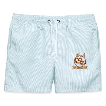 Tracht Alm Bayern Steiermark Gaudi Schönheit - Männer Badeshorts - hellblau gestreift - Vorne - AI Model Male 178 light (178cm)