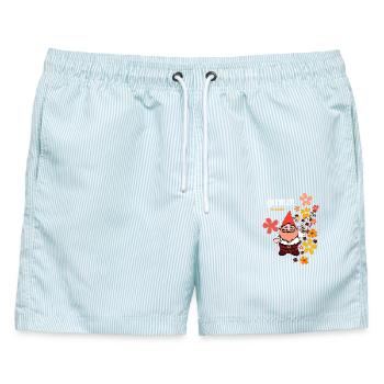 German kawaii Design - Männer Badeshorts - hellblau gestreift - Vorne - AI Model Male 178 light (178cm)