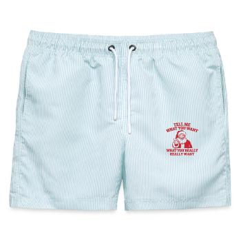Tell me what you want! - Männer Badeshorts - hellblau gestreift - Vorne - AI Model Male 178 light (178cm)