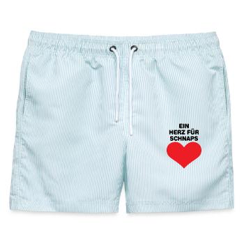 Ein Herz für Schnaps - Männer Badeshorts - hellblau gestreift - Vorne - AI Model Male 178 light (178cm)