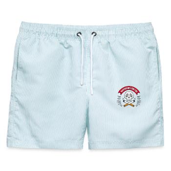 Raucher bis zum Tod - Männer Badeshorts - hellblau gestreift - Vorne - AI Model Male 178 light (178cm)