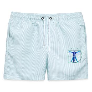 Mensch Leonardo da Vinci - Männer Badeshorts - hellblau gestreift - Vorne - AI Model Male 178 light (178cm)