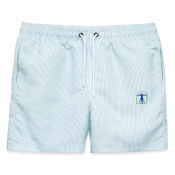 Mensch Leonardo da Vinci - Männer Badeshorts - hellblau gestreift - Vorne - AI Model Male 178 light (178cm)