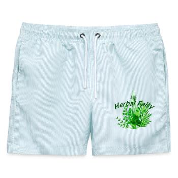 KräuterFee herbal fairy - Männer Badeshorts - hellblau gestreift - Vorne - AI Model Male 178 light (178cm)