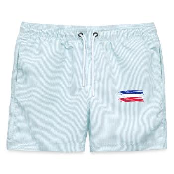 Niederland Nederland - Männer Badeshorts - hellblau gestreift - Vorne - AI Model Male 178 light (178cm)
