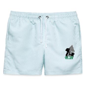 Tiere Pferd Hund Katze Kaninchen Hase Nager - Männer Badeshorts - hellblau gestreift - Vorne - AI Model Male 178 light (178cm)