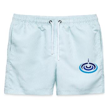 Wassertropfen Logo - Männer Badeshorts - hellblau gestreift - Vorne - AI Model Male 178 light (178cm)