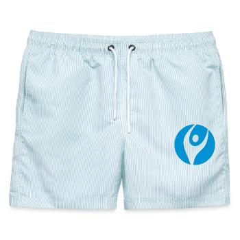 Physio 4 Logo - Männer Badeshorts - hellblau gestreift - Vorne - AI Model Male 178 light (178cm)