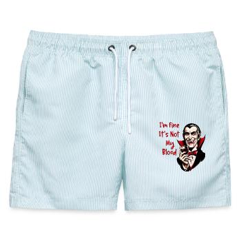 Lustiger Vampirwitz Dracula Halloween Gruseliger Horror - Männer Badeshorts - hellblau gestreift - Vorne - AI Model Male 178 light (178cm)