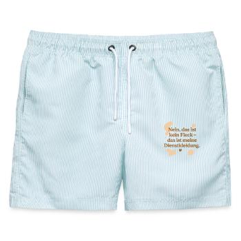 Das ist kein Fleck! (beige) - Männer Badeshorts - hellblau gestreift - Vorne - AI Model Male 178 light (178cm)
