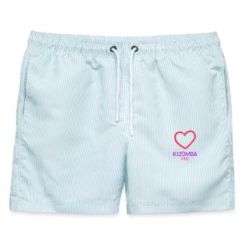 Herz-Kizomba-Tanz - Männer Badeshorts - hellblau gestreift - Vorne - AI Model Male 178 light (178cm)