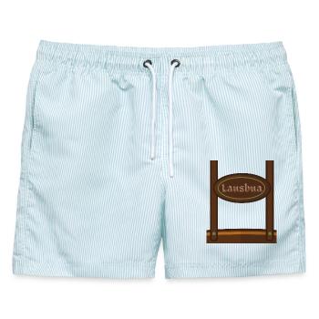 LAUSBUA OKTOBER SHIRT - Männer Badeshorts - hellblau gestreift - Vorne - AI Model Male 178 light (178cm)