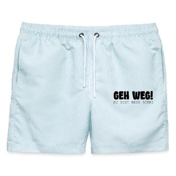 Geh Weg Du Bist Kein Bier Spruch - Männer Badeshorts - hellblau gestreift - Vorne - AI Model Male 178 light (178cm)