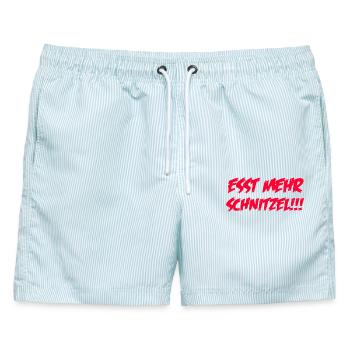 Esst Mehr Schnitzel Humor Spruch Foodie - Männer Badeshorts - hellblau gestreift - Vorne - AI Model Male 178 light (178cm)