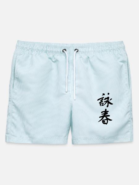 Wing Chun - Männer Badeshorts - hellblau gestreift