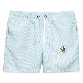 Wenn ich Gewicht verliere findet es mich wieder... - Männer Badeshorts - hellblau gestreift - Vorne - AI Model Male 178 light (178cm)