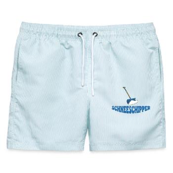 Schneeschipper Winter Schnee Shirt - Männer Badeshorts - hellblau gestreift - Vorne - AI Model Male 178 light (178cm)