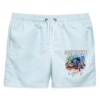 Gooty Saphir Tarantel Mädchen - Männer Badeshorts - hellblau gestreift - Vorne - AI Model Male 178 light (178cm)