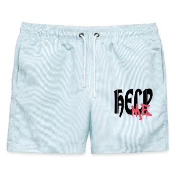 HelpMe - Männer Badeshorts - hellblau gestreift - Vorne - AI Model Male 178 light (178cm)
