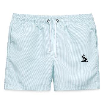 Waldwärts – Fuchs Waldliebe Naturmotiv - Männer Badeshorts - hellblau gestreift - Vorne - AI Model Male 178 light (178cm)