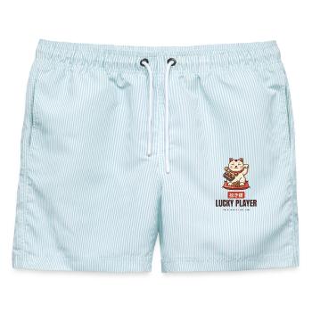 Glücksspieler Maneki Neko Arcade-Joystick-Gamer - Männer Badeshorts - hellblau gestreift - Vorne - AI Model Male 178 light (178cm)