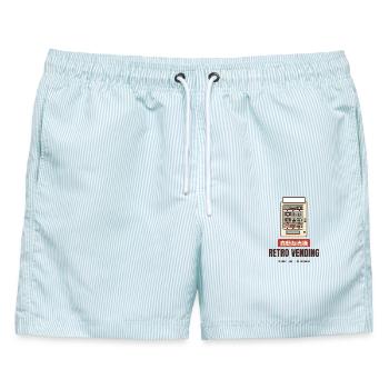 Retro-Verkaufsautomaten-Diskettekassette Japan - Männer Badeshorts - hellblau gestreift - Vorne - AI Model Male 178 light (178cm)