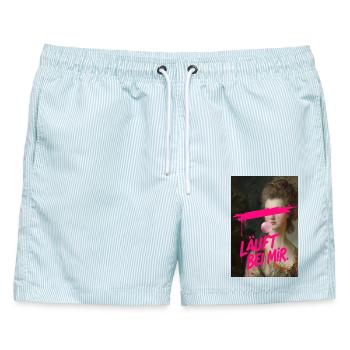 Läuft Bei Mir Neon Graffiti - Männer Badeshorts - hellblau gestreift - Vorne - AI Model Male 178 light (178cm)