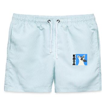 Katta Lemuren Design - Männer Badeshorts - hellblau gestreift - Vorne - AI Model Male 178 light (178cm)
