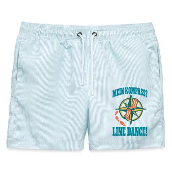 Mein Kompass Line Dance - Männer Badeshorts - hellblau gestreift - Vorne - AI Model Male 178 light (178cm)