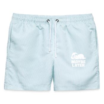 Gemütliches Faultier Maybe Later Entspannung - Männer Badeshorts - hellblau gestreift - Vorne - AI Model Male 178 light (178cm)