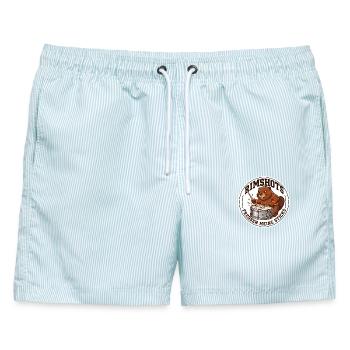 Rimshots Snare Drummer Schlagzeug - Männer Badeshorts - hellblau gestreift - Vorne - AI Model Male 178 light (178cm)