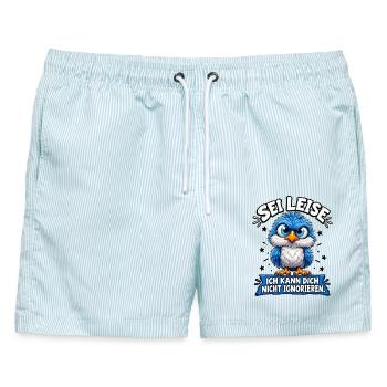 Sei Leise Ich Kann Dich Nicht Ignorieren Sprüche - Männer Badeshorts - hellblau gestreift - Vorne - AI Model Male 178 light (178cm)