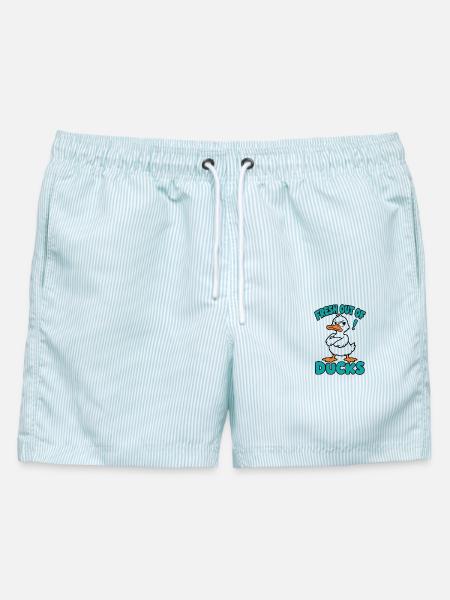 Fresh Out Of Ducks Lustige Freche Ente - Männer Badeshorts - hellblau gestreift