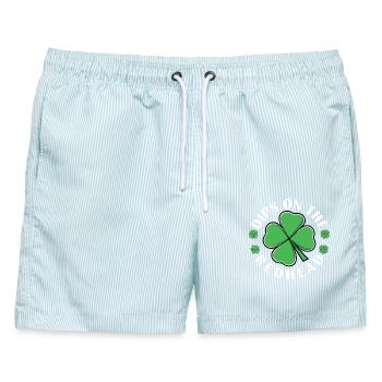 Lustige St. Patricks Irish Dibs Auf Kleeblatt - Männer Badeshorts - hellblau gestreift - Vorne - AI Model Male 178 light (178cm)