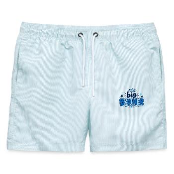 Big Brother - Großer Bruder - Geschwister - Männer Badeshorts - hellblau gestreift - Vorne - AI Model Male 178 light (178cm)