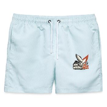 Nie wieder ist jetzt Friedenstaube Demokratie - Männer Badeshorts - hellblau gestreift - Vorne - AI Model Male 178 light (178cm)