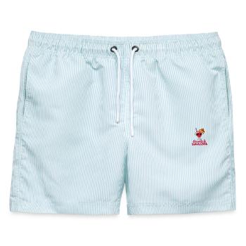 SALBE – Granita und Selbstbewusstsein - Männer Badeshorts - hellblau gestreift - Vorne - AI Model Male 178 light (178cm)
