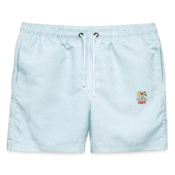 SALBE – H24-Salbe - Männer Badeshorts - hellblau gestreift - Vorne - AI Model Male 178 light (178cm)