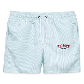 Triest gegründet 1976 – Geburtstag - Männer Badeshorts - hellblau gestreift - Vorne - AI Model Male 178 light (178cm)