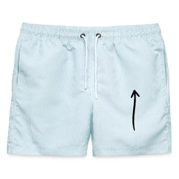 Pfeil nach oben - handgezeichnet - Männer Badeshorts - hellblau gestreift - Vorne - AI Model Male 178 light (178cm)