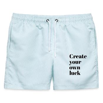 Erschaffe dein eigenes Glück - Männer Badeshorts - hellblau gestreift - Vorne - AI Model Male 178 light (178cm)