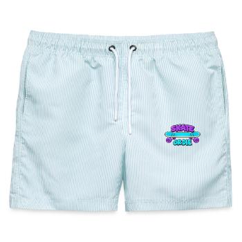 Skate or die - Männer Badeshorts - hellblau gestreift - Vorne - AI Model Male 178 light (178cm)