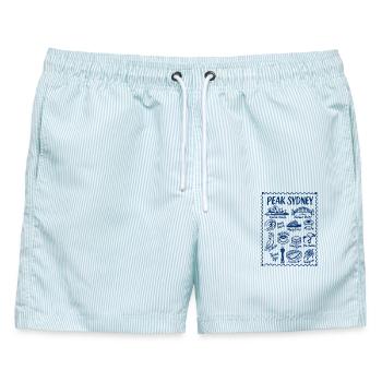 Sydney, Australien Ikonische Wahrzeichen - Männer Badeshorts - hellblau gestreift - Vorne - AI Model Male 178 light (178cm)