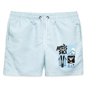 Après Ski Mountain Club - Männer Badeshorts - hellblau gestreift - Vorne - AI Model Male 178 light (178cm)